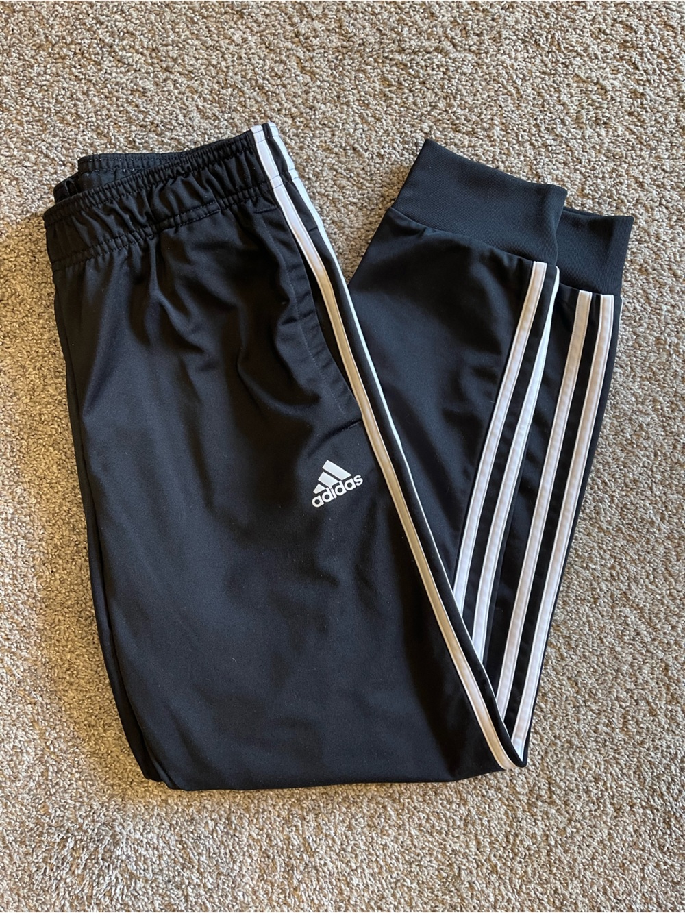 adidas Black Joggers with White Three-Stripe Detail